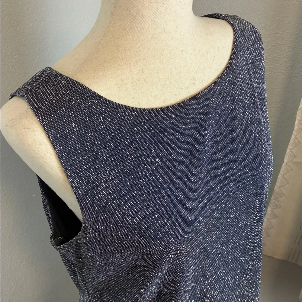 Arianna by Rachel Kaye Elegant Sparkle Navy Blue Sleeveless Dress Size 12 - Picture 2 of 7